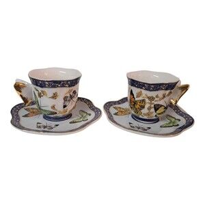 Formalities by Baum Bros Set of 2- Butterflies Demitasse Teacup‎ & Saucer